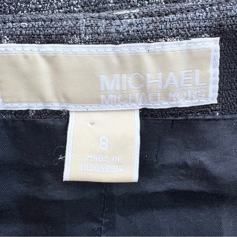 Michael Kors Silver Metallic Snake Zip-Front Sheath Black Dress Size 8 Corporate - Picture 4 of 7